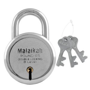 Malaikah Round 65 mm Padlock Double Locking 8 Lever with 3 Keys